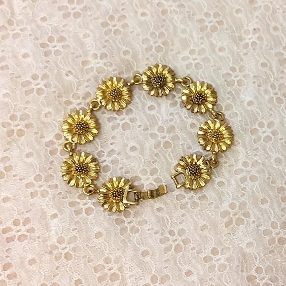 New Multi Sun Flower Links Gold Tone Bracelet Women's Jewelry Gifts - Picture 2 of 7